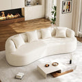 Oversized Sectional Sofa for Living Room Modern Luxury Plush Chenille 4-Seater Extra Deep &amp Wide Seat Curved Cloud Couch with 4 Throw Pillows No Assembly Needed Cream White