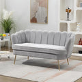 Anwick 59 Small Modern Chenille Loveseat Sofa 2-Seater Sofa with Gold Metal Legs Small Couch with Flower Shaped Back for Living Room Bedroom Office (Light Gray)