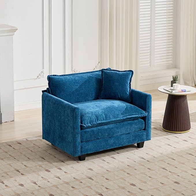 ERYE Single Cloud Cushion Chair Seat Modern Chenille Upholstered Accent Armchair for Living Room Bedroom and Office Pillow Included