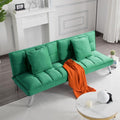 68 Modern Futon Sofa BedConvertible Sleeper Bed Couch with 4 Reclining Backrest with 2 PillowsComfy Velvet Cloud Sofa Loveseat for Living Room Bedroom Office (Green)