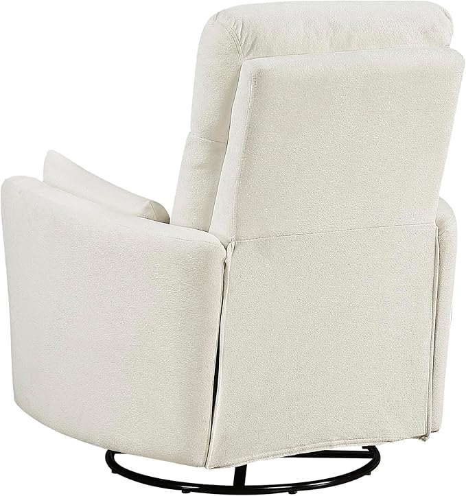 Lexicon Modern Swivel Glider Recliner Chair - Quiet 360 Swivel Chair Durable Microfiber Upholstered 2 Pillows Manual Reclining for Living Room Small Spaces Nursery Apartment Bedroom Beige