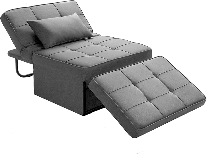 BIGSYY Sofa Bed Set of 4 in 1 Multi Function Folding Ottoman Sleeper BedModern Convertible Chair Adjustable Backrest Sleeper Couch Bed for Living Room Small Room Apartment Light Grey