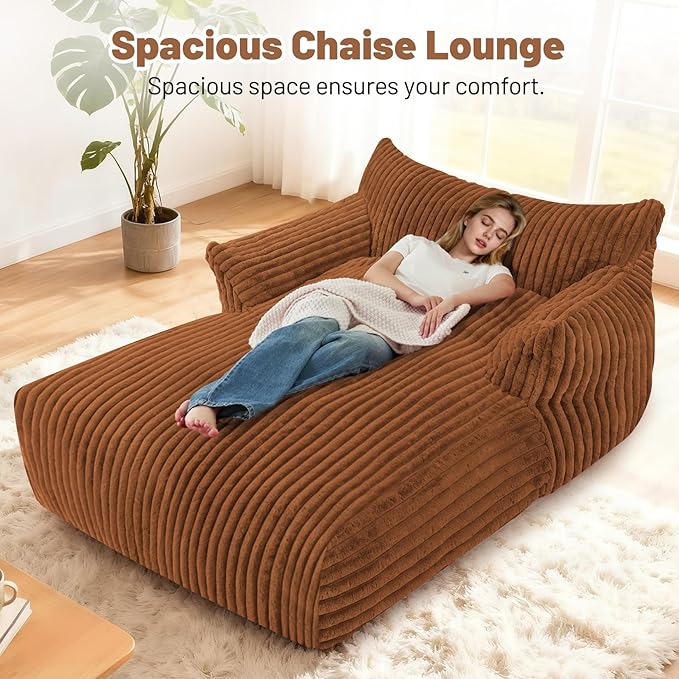 HABUTWAY Comfy Floor Sofa Giant Plush Reading Chair Indoor Cozy Couch with Armrests Oversized Couch Upholstered Boneless Sofa Portable Cloud Couch Accent Chair for Living Room Bedroom (Brown)