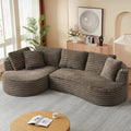 121 Modular Sectional Sofa Oversized Cloud Couch with Deep Seat L Shaped Sofa with Left Chaise Corduroy Boneless Sleeper Sofa Couch No Assembly Needed for Living Room Apartment Brown