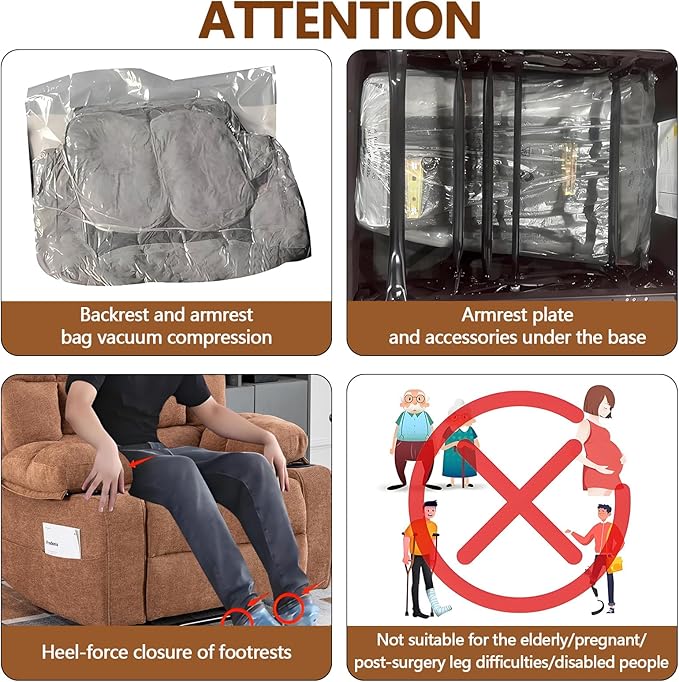 Massage Recliner Chair with Heat Brown Recliner Chair with Cup Holder for Adults Manual Reclining Chairs Large &amp Oversized Recliners for Living Room Fabric Heavy Duty (Brown)
