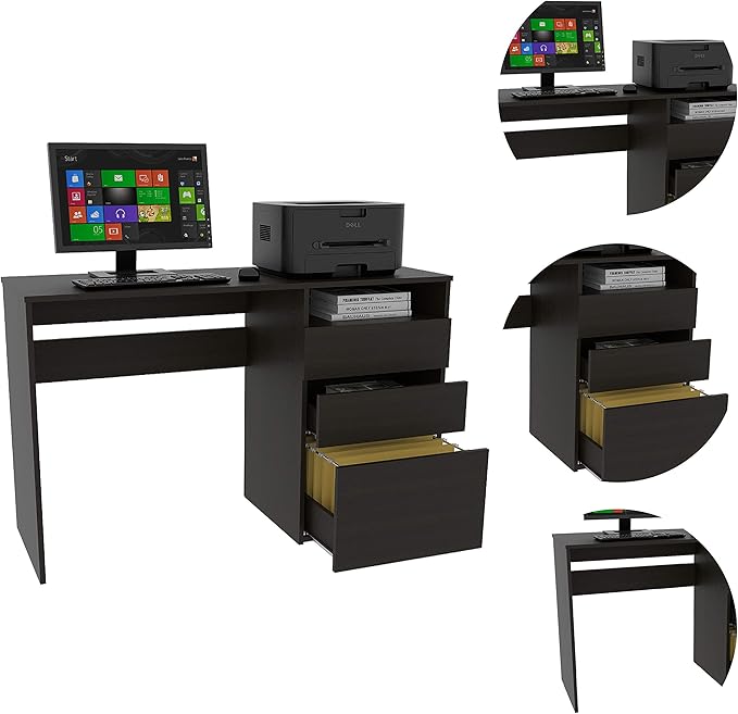 Home Office Desk Writing Computer Desk Three DrawersOverall Dimensions: 47.44 W x 17.08 D x 29.52 H