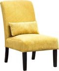 Knocbel Upholstered Accent Armless Chair with Pillow Living Room Fabric Lounge Chair with Solid Wood Frame &amp Legs (Yellow w/Pillow)