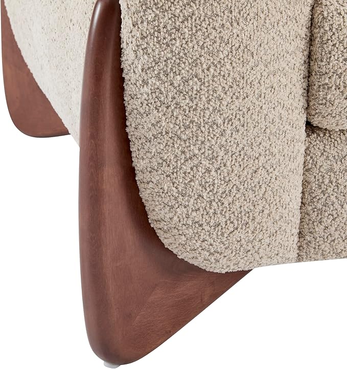 Merax 63 Inch Modern Boucle Upholstered 2-Seater Sofa Chenille Fabric Loveseat with Solid Wood Legs Low Profile Small Couch for Living Room Almond