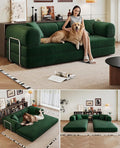 Convertible Sleeper Sofa Bed with Cylindrical Pillow 79 Inch Oversized Corduroy Upholstered Boneless CouchLove Seat Floor Sofas Living RoomSmall Space ApartmentOffice (Green)