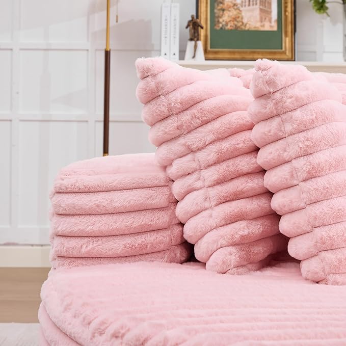 Oversized Upholstered Chaise Lounge Chair Indoor Corduroy Deep Seat Accent Chair Plush Boneless Barrel Sofa Chair for Living Room Bedroom Apartment (Pink 71 Inch)