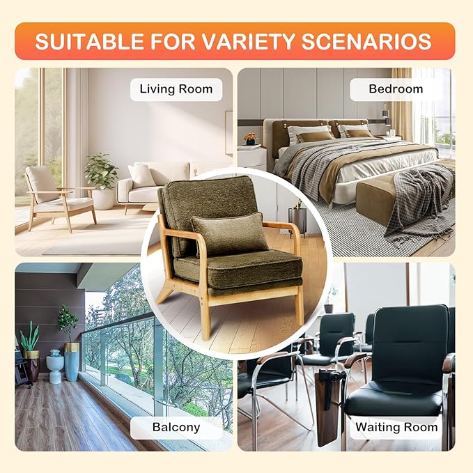 Modern Accent Chair with Lumbar Pillow Relaxing Mid Century Chair Armchair with Solid Wood Frame &amp Soft Cushion Reading Leisure Armchair for Living Room Green