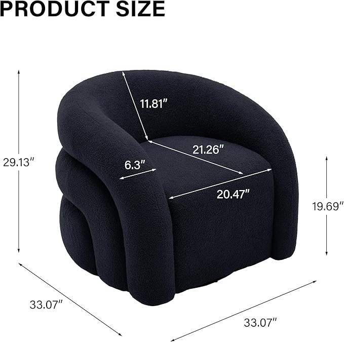 Boucle Swivel Accent Chair No Assembly Small Comfy Round Barrel Armchair for Living Room Bedroom Reading Waiting Room (Navy Blue Set of 2)