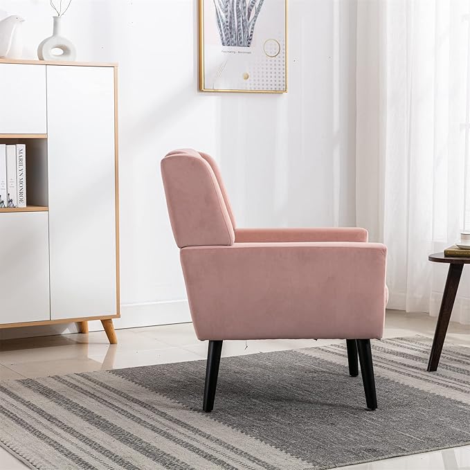 Modern Soft Velvet Material Ergonomics Accent Chair Living Room Chair Bedroom Chair Home Chair with Black Legs for Indoor Home