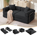 73 Convertible Sleeper Sofa Bed Corduroy Boneless Couch in a Box 4-in-1 Folding Mattress Loveseat Couch Comfy Modular Foldable Floor Sleeper Sofa with 2 Pillows and Fixed-Shape Frame (Black 73)