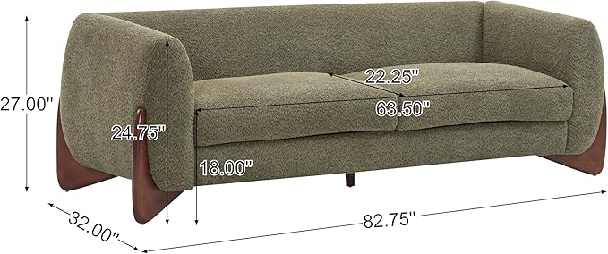 Christopher Knight Home Almab 82 Inches Sofa Couch Cozy Boucle Upholstered 3-Seater Sofa Wood Frame Couch Comfy Couches for Living Room and Office Modern Soft Plush Sofa Olive Green
