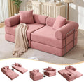 73 Convertible Sleeper Sofa Bed Corduroy Boneless Couch in a Box 4-in-1 Folding Mattress Loveseat Couch Comfy Modular Foldable Floor Sleeper Sofa with 2 Pillows and Fixed-Shape Frame (Pink 73)