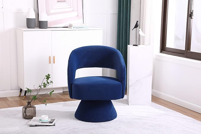 Swivel Accent Chair Armchair Round Barrel Chair in Fabric for Living Room Bedroom Blue