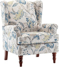 MELLCOM Floral Accent Chair High Back Upholstered Armchair with Solid Legs Leisure Single Sofa Chair for Living Room Bedroom Home Office Blue Floral