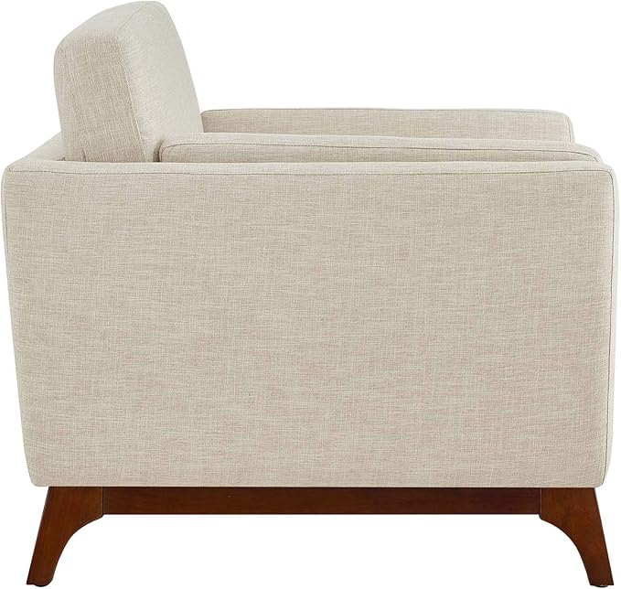 Modway Chance Mid-Century Modern Upholstered Fabric Accent Lounge Arm Chair In Beige