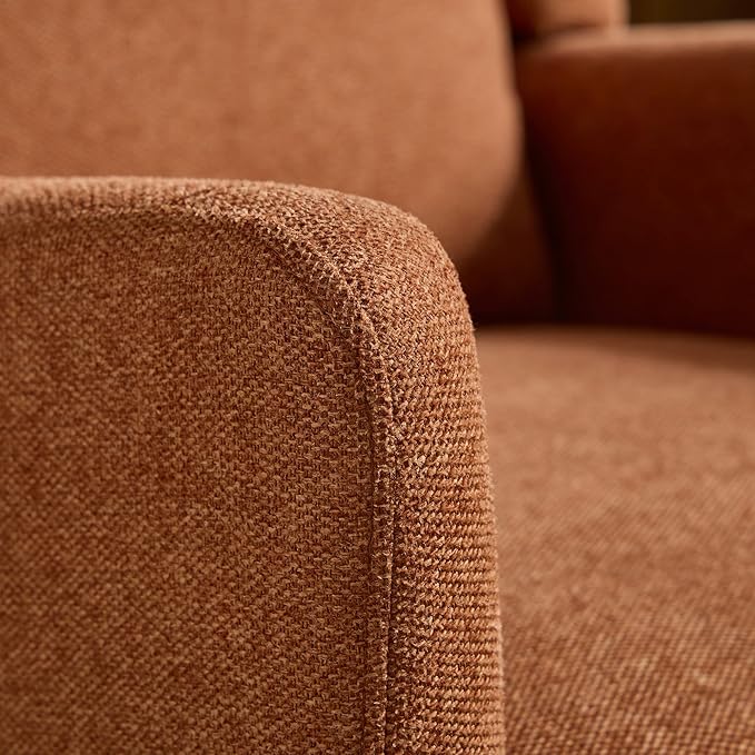 26.18 Wide Modern Accent ChairPolyester Blend High Back Reading ChairUpholstered Armchair Club ChairSingle Sofa with Wood Legs for Living RoomBedroomReading RoomOfficeOrange