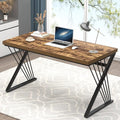 FOLUBAN Home Office Desk Modern Wood and Metal Computer Desk Simple Writing Work PC Desks for Bedroom Industrial Study Gaming Table for Living Room Rustic Brown 53 Inch
