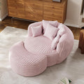 50 Oversized Chaise Lounge Indoor Round Reading Chair Lounge Chair with Ottoman Boneless Sofa Bed Large Fluffy Plush Corduroy Chaise Chair for Living Room Playroom Bedroom Pink