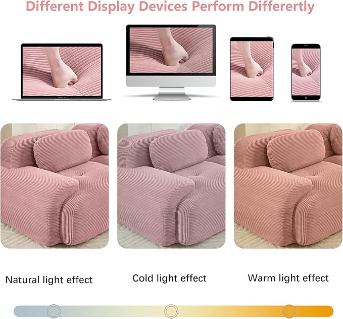 117.3 U-Shaped Cloud Couch Modular Sectional Sofa - Boneless Deep Seat 3-Seater with 2 Movable Ottomans No Assembly Corduroy Upholstery Couches for Living Room (Pink)