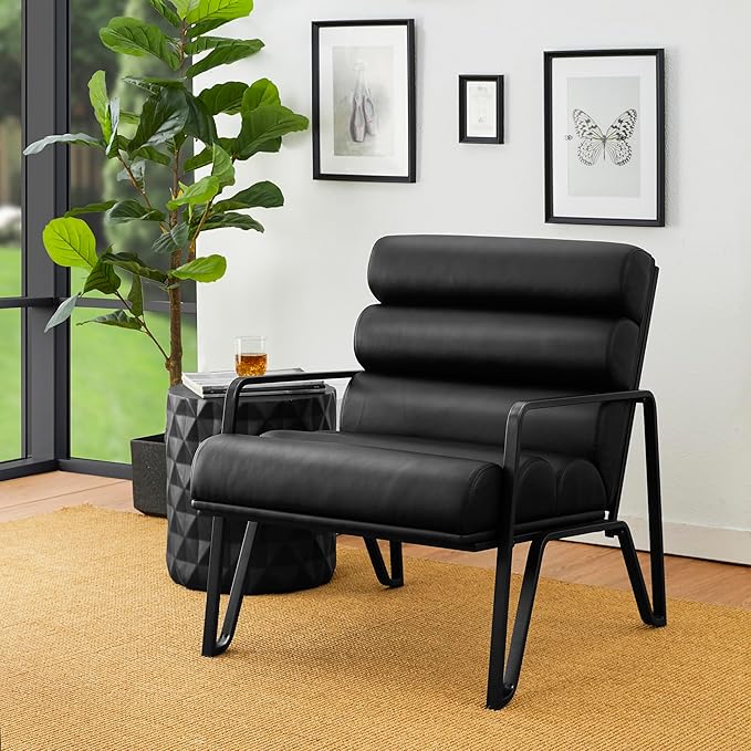 Glitzhome Accent Chairs Set of 2 Mid-Century Reading Armchair for Living Room Metal Frame with V-Leg Design &amp Soft Cushion 2 PCS