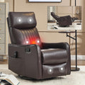 KEIKI Swivel Rocker Recliner Chair with Massage and Heated Pad for Living Room Synthetic Leather Glider with 360 Degree Rotation and Manual Recline