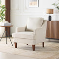 VINGLI Mid-Century Accent Chairs Beige Upholstered Armchair Comfy Sofa Chair Reading Chair High Back Living Room Bedroom Furniture for Apartment