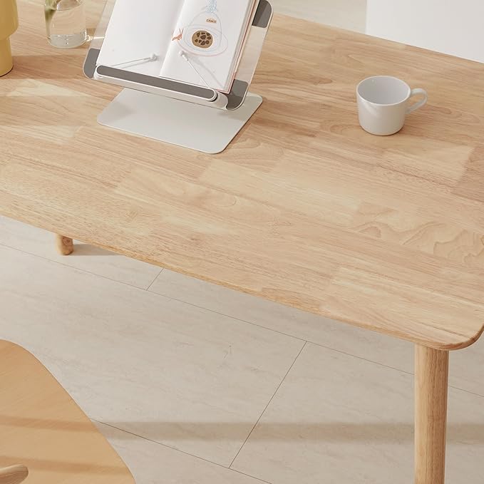 Livinia Daon Solid Wood Computer Desk Modern Minimalist Wooden Writing Desk with Spacious Tabletop and Rounded Corners Sturdy Workstation for Home Office or Study Natural