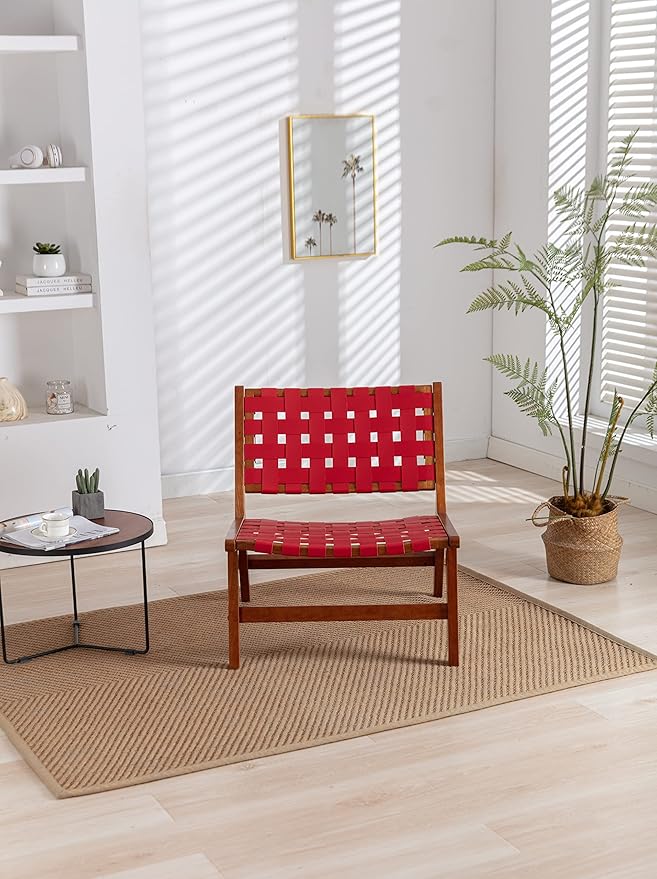 Solid Wood Frame Chair with White Faux Wool. Modern Accent Chair Lounge Chair for Living Room