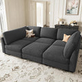 Belffin 86.2 Sectional Sleeper Sofa Bed with Deep Seat Cloud Modular Sectional Couches for Living Room. Dark Grey Sofa