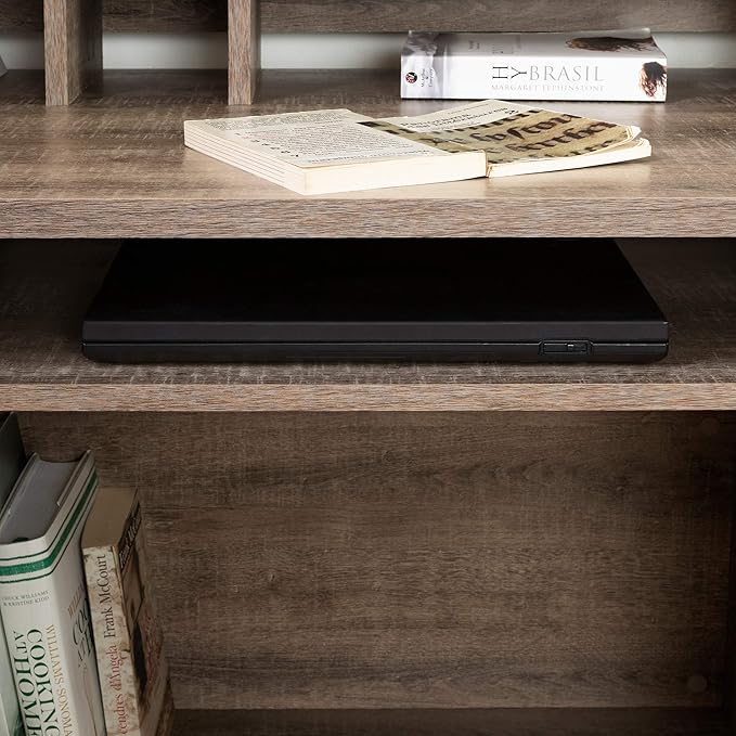 South Shore Versa Weathered Oak Computer Desk with Hutch