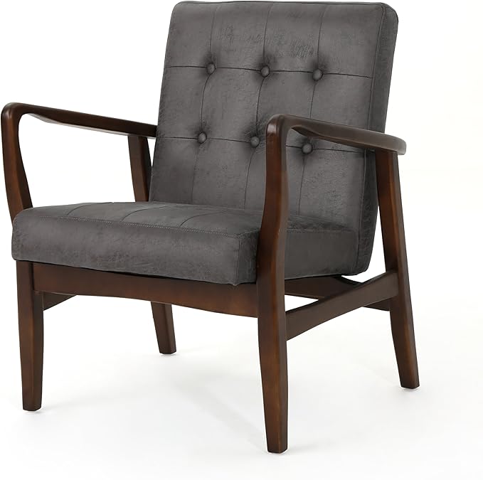 Club Chair Mid Century Modern Microfiber Club Chair with Wood Frame Accent Chairs for Living Room/Bedroom/Office/Cafe