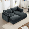 Modular Sectional Sofa with Pull Out Storage Drawers 78.7 Comfy Chenille 2-Seat Sofa with 2 Storage Ottomans Upholstered Deep Loveseat Couch with 2 Armrest Pillows for Living Room Grey