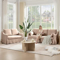 Tbfit Slipcovered Sofa Small Sofas with Removable Cover Pocket Spring Cushion Mini Couches Living Room Furniture for Home Apartment Farmhouse Loveseat &amp Standard Sofa