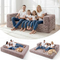 HABUTWAY Convertible Sofa Bed 3-in-1 Futon Sofa Bed with Pillow Foldable Pull Out Floor Sofa Bed with Removable Cover Plush Boneless Couch for Living Room/Bedroom/Dorm(QueenCaramel)