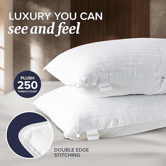 Beckham Hotel Collection Bed Pillows Standard/Queen Size Set of 2 - Original Soft Down Alternative Pillow for Sleeping - Soft Support for Back Stomach or Side Sleepers