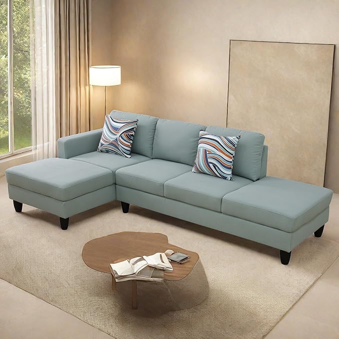 L Shaped Sectional Modern Sofa - Convertible Leather Sleeper Bed Couch Set with Reversible Chaise Lounge Modular Cloud Couch for Living Room Apartment