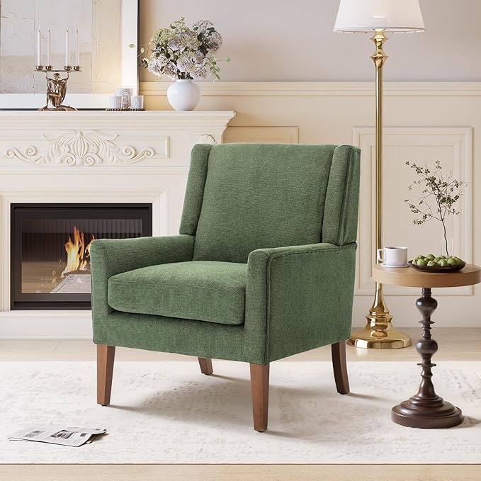 Accent Chairs for Living Room Mid-Century Wooden Fabric Living Room Chairs Arm Chair Side Chairs for Living Room Bedroom Reading Nook