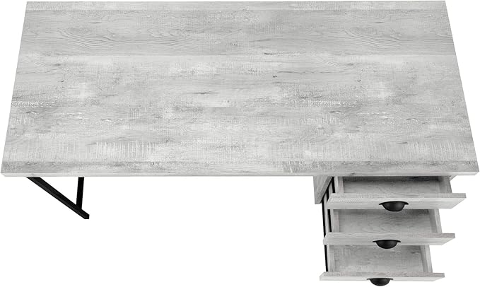 Computer Desk Home Office Laptop Storage Drawers 55 l Work Grey Laminate Black Metal Contemporary Modern