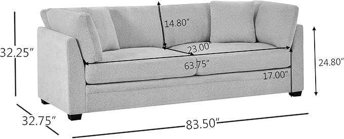 Christopher Knight Home Masie Chenille Upholstered 3 Seater Sofa Couch Wooden Home Sofa Living Room Comfy Cloud Couch for Bedroom Home Office Beige