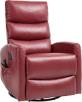 PELUMY 360° Swivel Rocker Recliner with Heat &amp Vibration Massage Glider Rocking Chair for Adults Compact Recliner for Living Room Small Spaces Nursery Bedroom (Breathable Leather Red)
