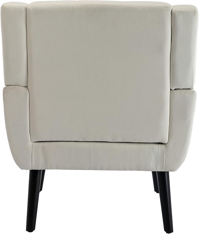 Accent Armchair Living Room Chairs with Curved Back Velvet Cushion 250 Lbs Weight Capacity Ergonomics Accent Chair Upholstered Single Sofa for Bedroom Beige As Shown