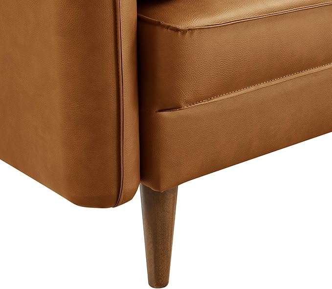Modway Revive Faux Leather Accent Armchair in Tan