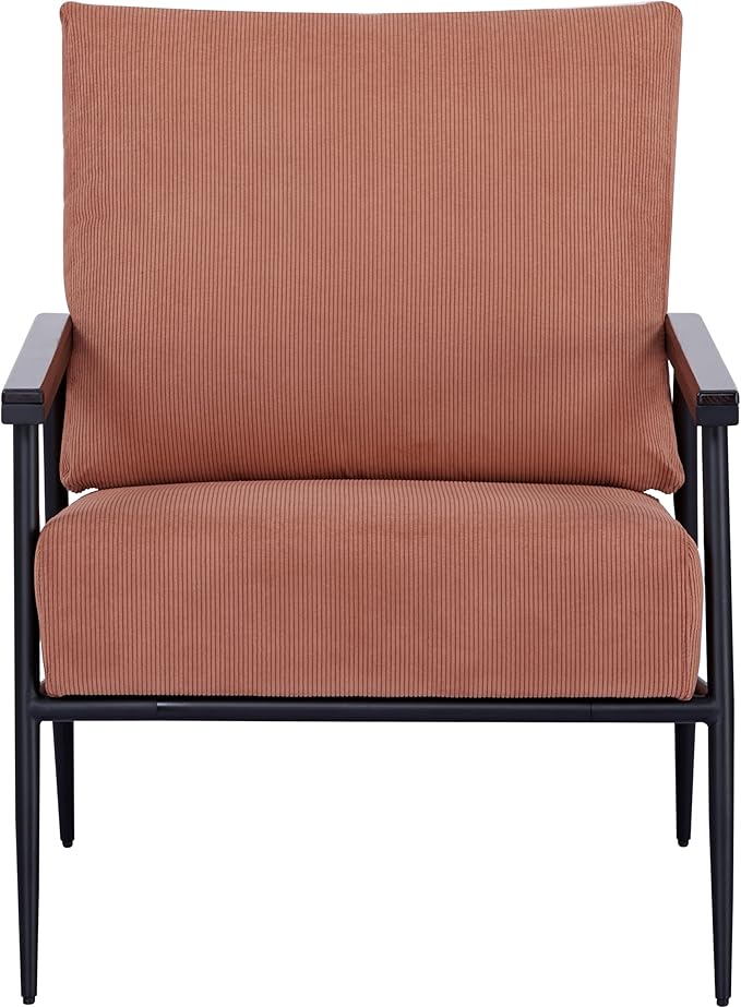 Artdeco Home Parker Modern arm Accent Chair Comfortable Chairs for Living Room Bedroom and Fireside Chair (Corduroy Orange)