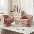 360° Swivel Accent Reading Chair - Chenille Lounge Single Sofa with Storage Modern Club Armchair for Living Room Bedroom &amp Office(Pink)