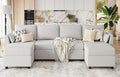 114.17 Modular Sectional Sofa 6 Seat Sectional Couches with Storage Memory Foam Convertible Modular Couch for Living Room U Shaped Comfy Modular Sofa with Chaise Light Grey