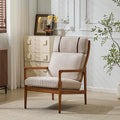 Christopher Knight Home Nadine Upholstered Accent Chair Wooden Club Chair Cushions Support Armchair Comfy Lounge Single Reading Sofa Solid Wood Frame Armchair for Living Room Home Light Gray